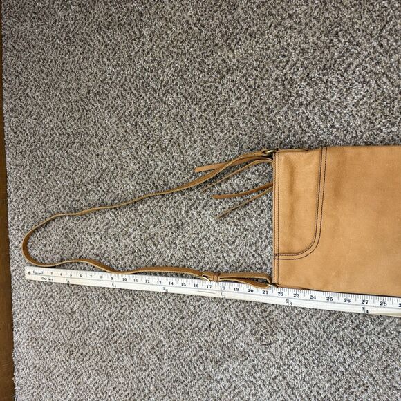 Margot New York Split Pocket Leather Crossbody Bag Cognac Brown Zippered Purse - Picture 11 of 13